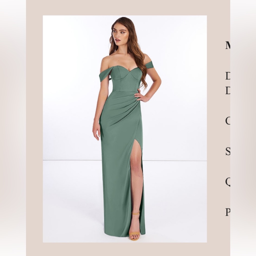 Azazie Mila Stretch Satin Eucalyptus A10